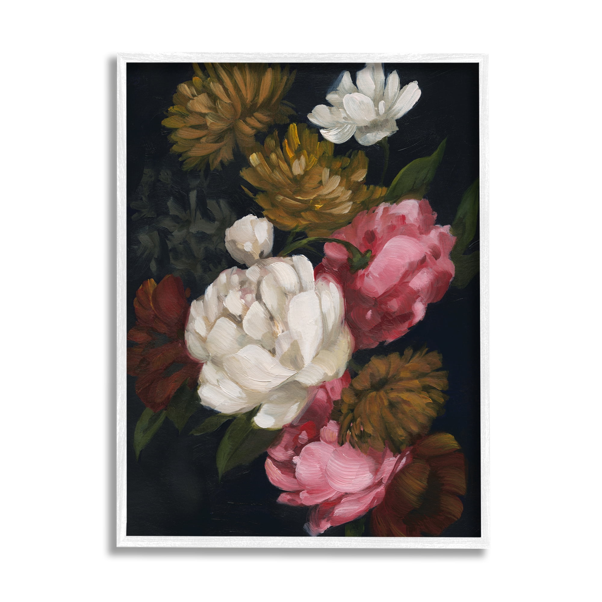 Stupell Industries Peony Flower Arrangement Botanical & Floral Painting White Framed Art Print Wall Art, 16 x 20