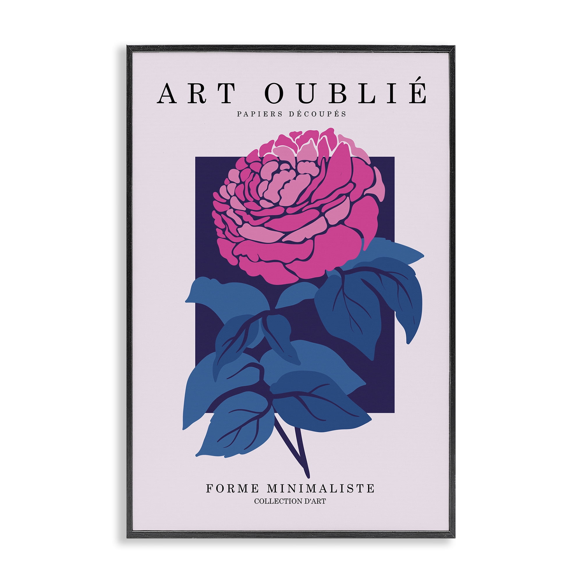 Stupell Industries Peony Gallery Poster Plants & Flowers Painting Black Framed Art Print Wall Art, 16 x 24