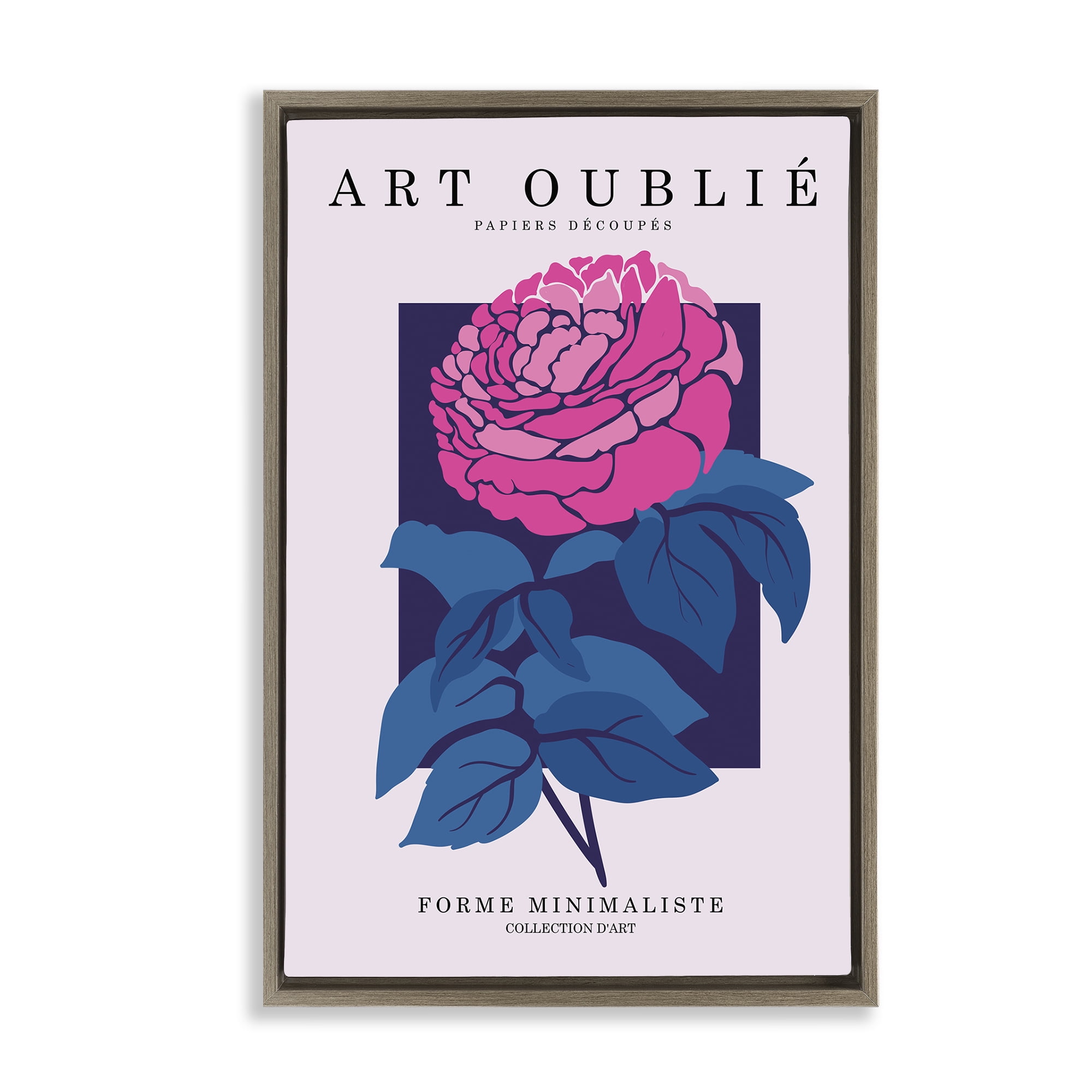 Stupell Industries Peony Gallery Poster Plants & Flowers Painting Brown Floater Framed Canvas Art Print Wall Art, 21 x 31