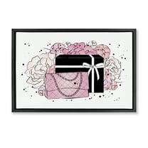 Stupell Industries Peony Swathed Handbags Fashion Painting Black Floater Framed Canvas Art Print Wall Art, 25 x 17