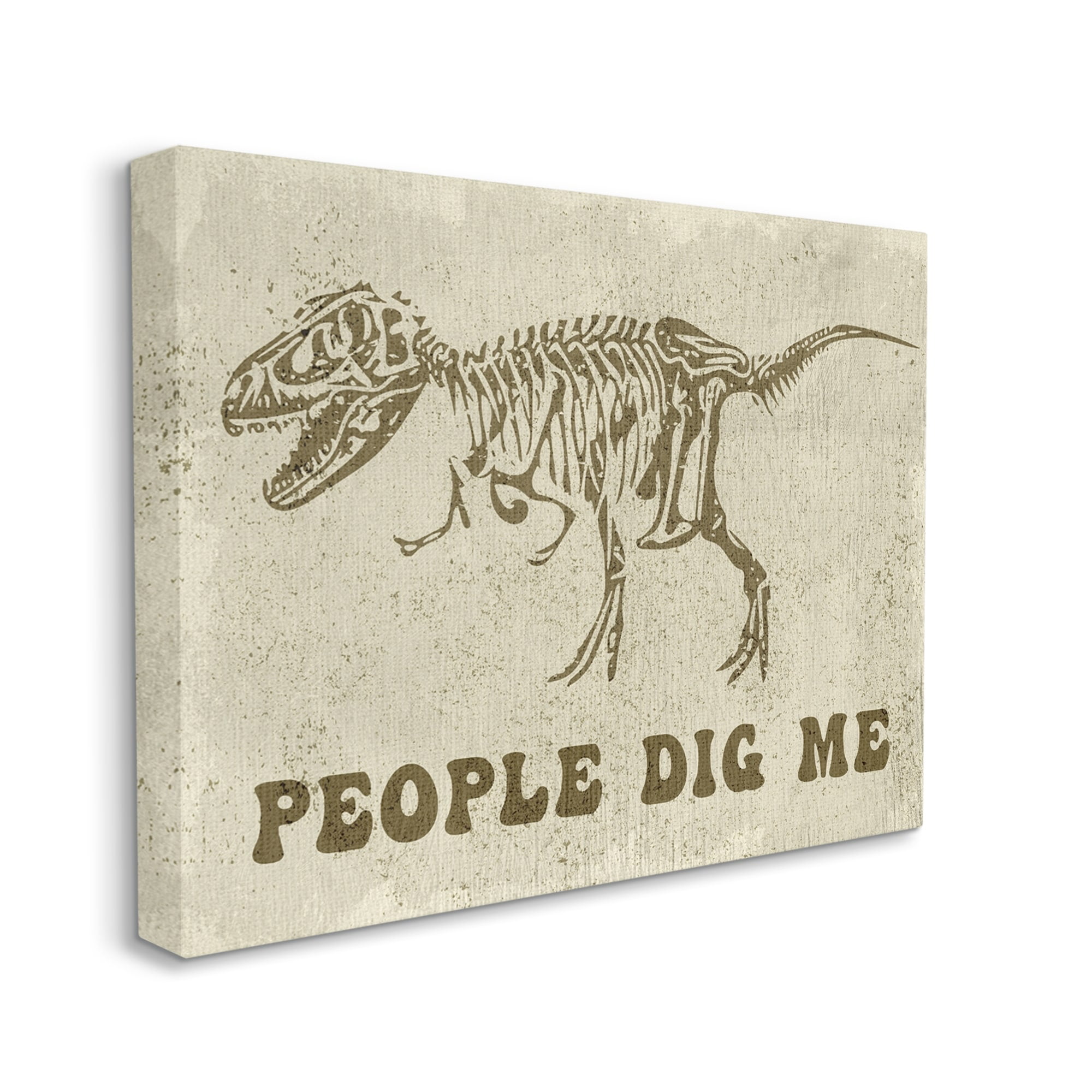 Stupell Industries People Dig Me Funny Phrase T-Rex Dinosaur Skeleton Animals & Insects Painting Gallery Wrapped Canvas Print Wall Art, 24 x 30