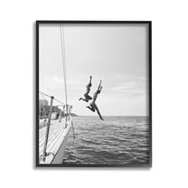 Stupell Industries People Diving from Boat Transportation Photography Black Framed Art Print Wall Art, 11 x 14