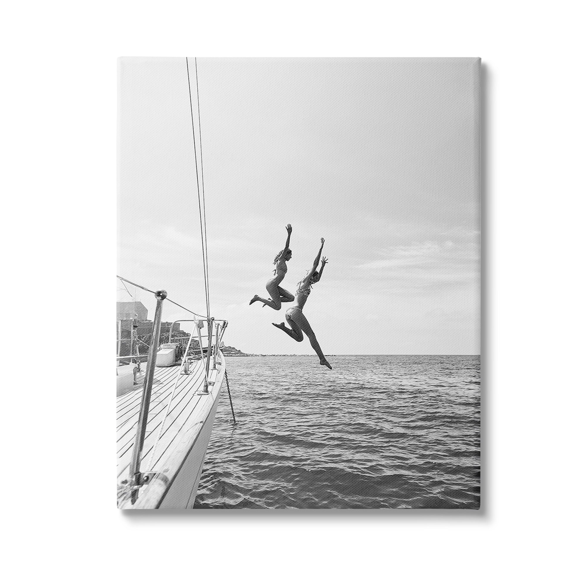 Stupell Industries People Diving from Boat Transportation Photography Gallery Wrapped Canvas Art Print Wall Art, 30 x 40
