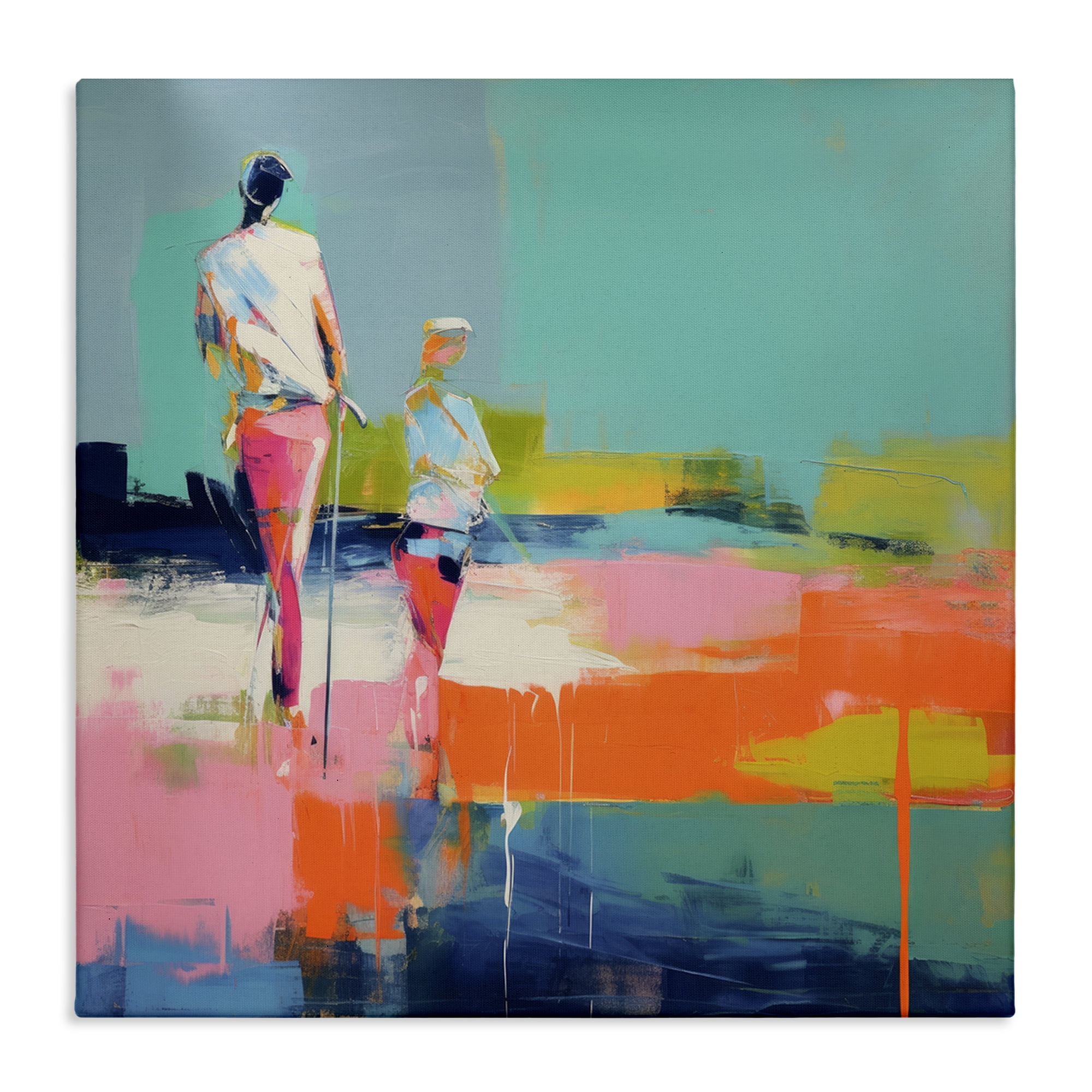 Stupell Industries People Golfing Abstraction Abstract Painting Wrapped Canvas Art Print Wall Art, 24 x 24