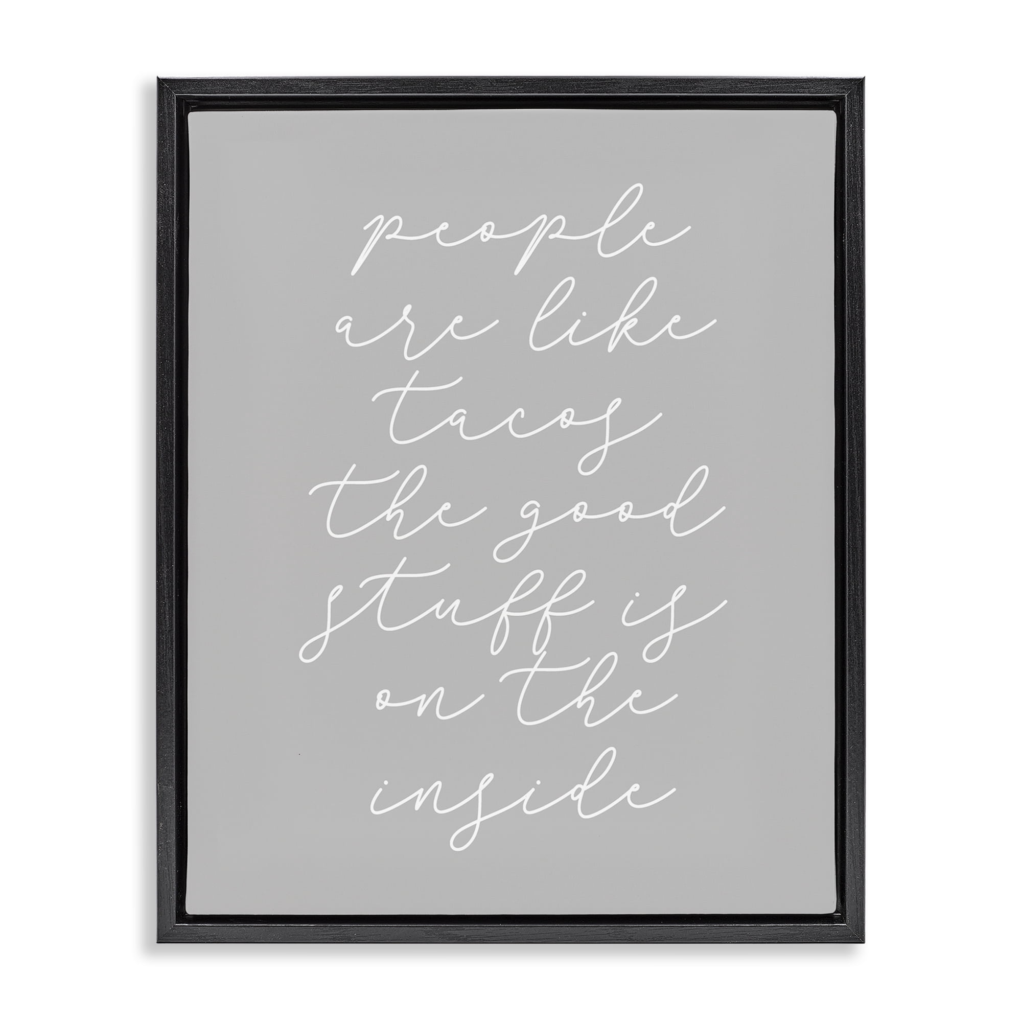 Stupell Industries People Like Tacos Text & Numbers Painting Black Floater Framed Canvas Art Print Wall Art, 17 x 21