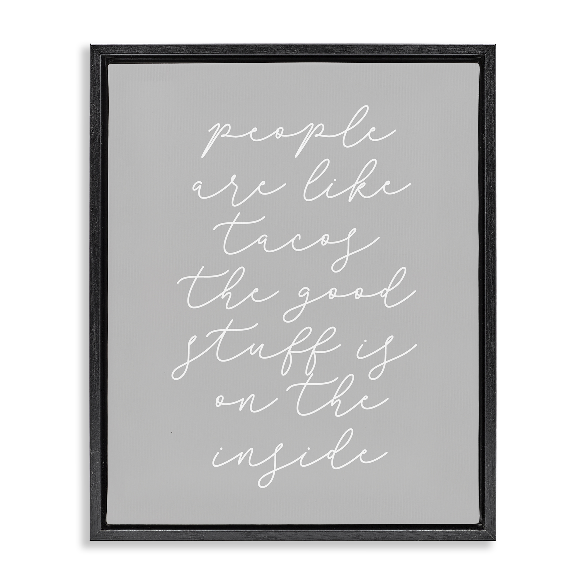 Stupell Industries People Like Tacos Text & Numbers Painting Black Floater Framed Canvas Art Print Wall Art, 25 x 31