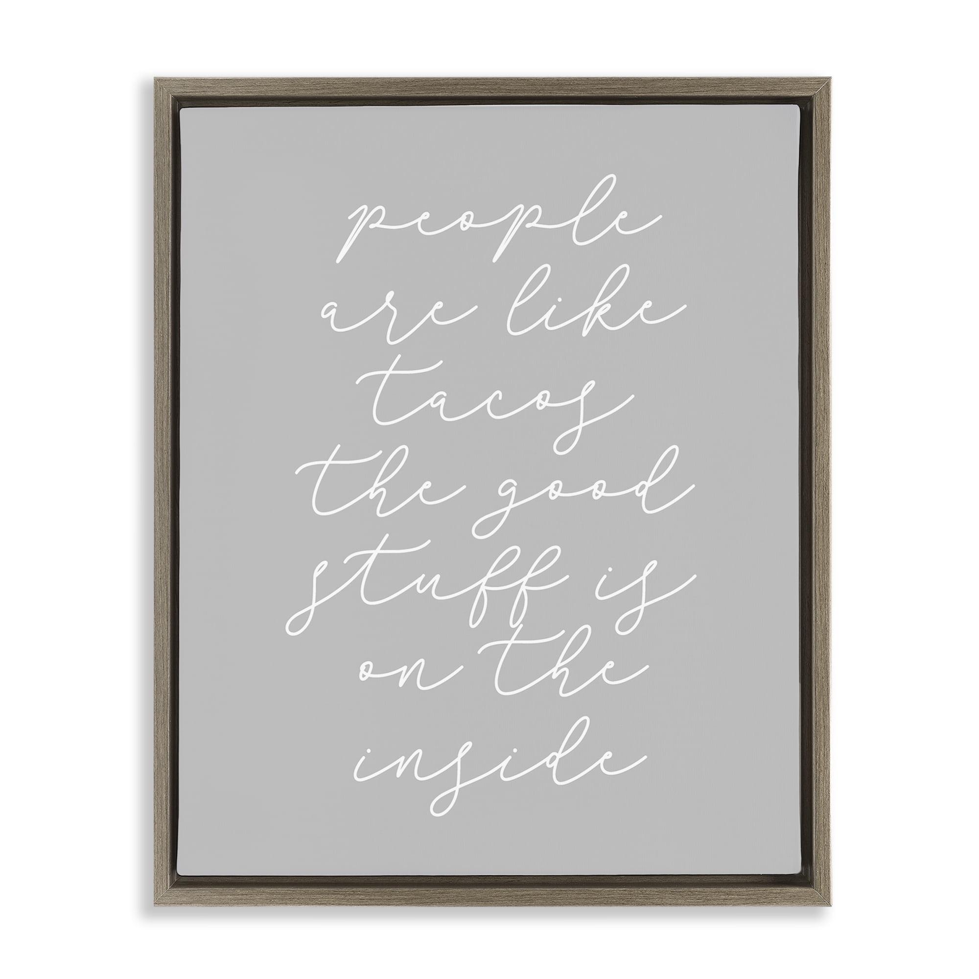 Stupell Industries People Like Tacos Text & Numbers Painting Brown Floater Framed Canvas Art Print Wall Art, 17 x 21