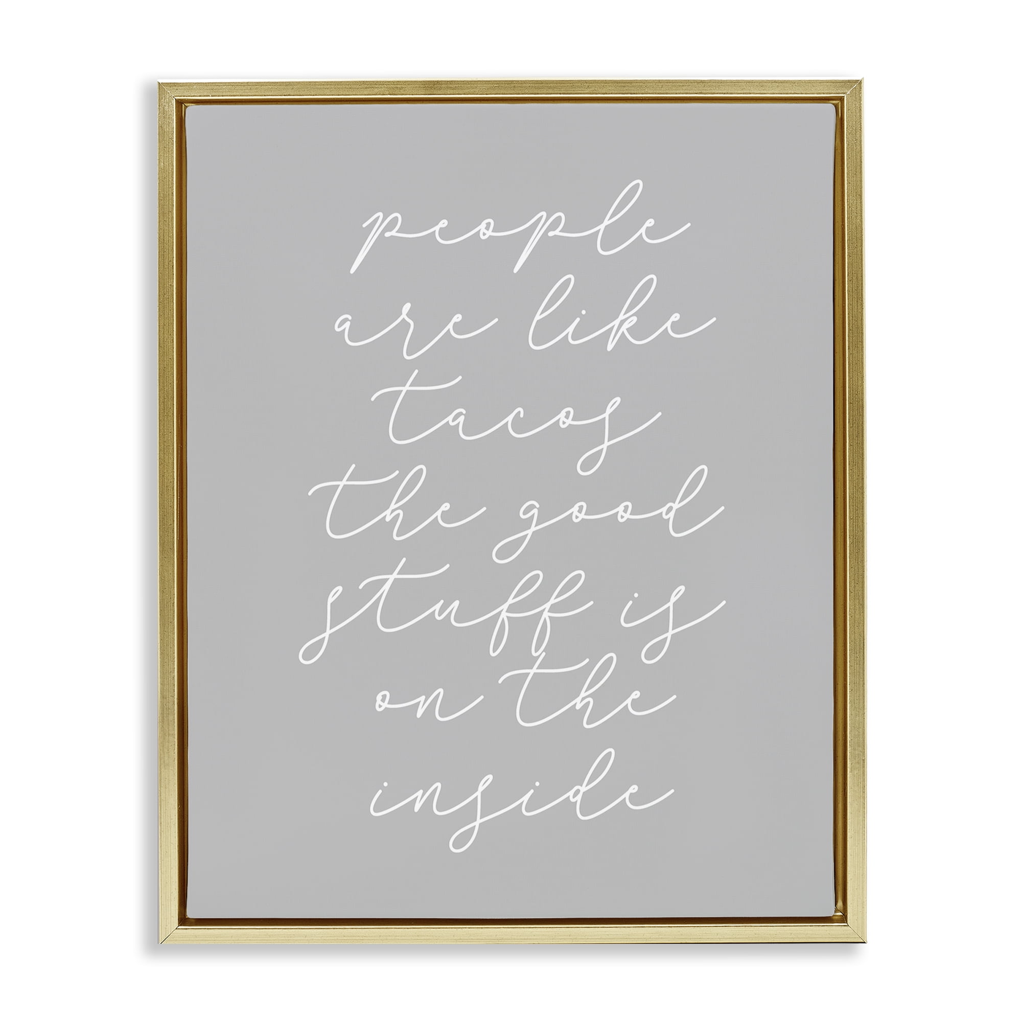 Stupell Industries People Like Tacos Text & Numbers Painting Gold Floater Framed Canvas Art Print Wall Art, 25 x 31