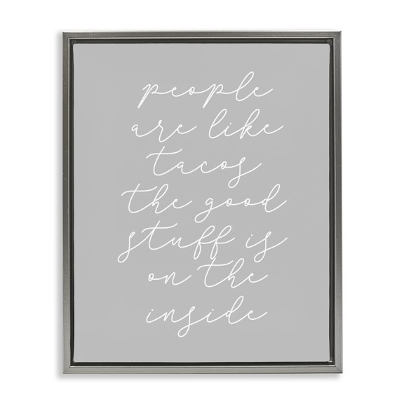 Stupell Industries People Like Tacos Text & Numbers Painting Gray Floater Framed Canvas Art Print Wall Art, 25 x 31