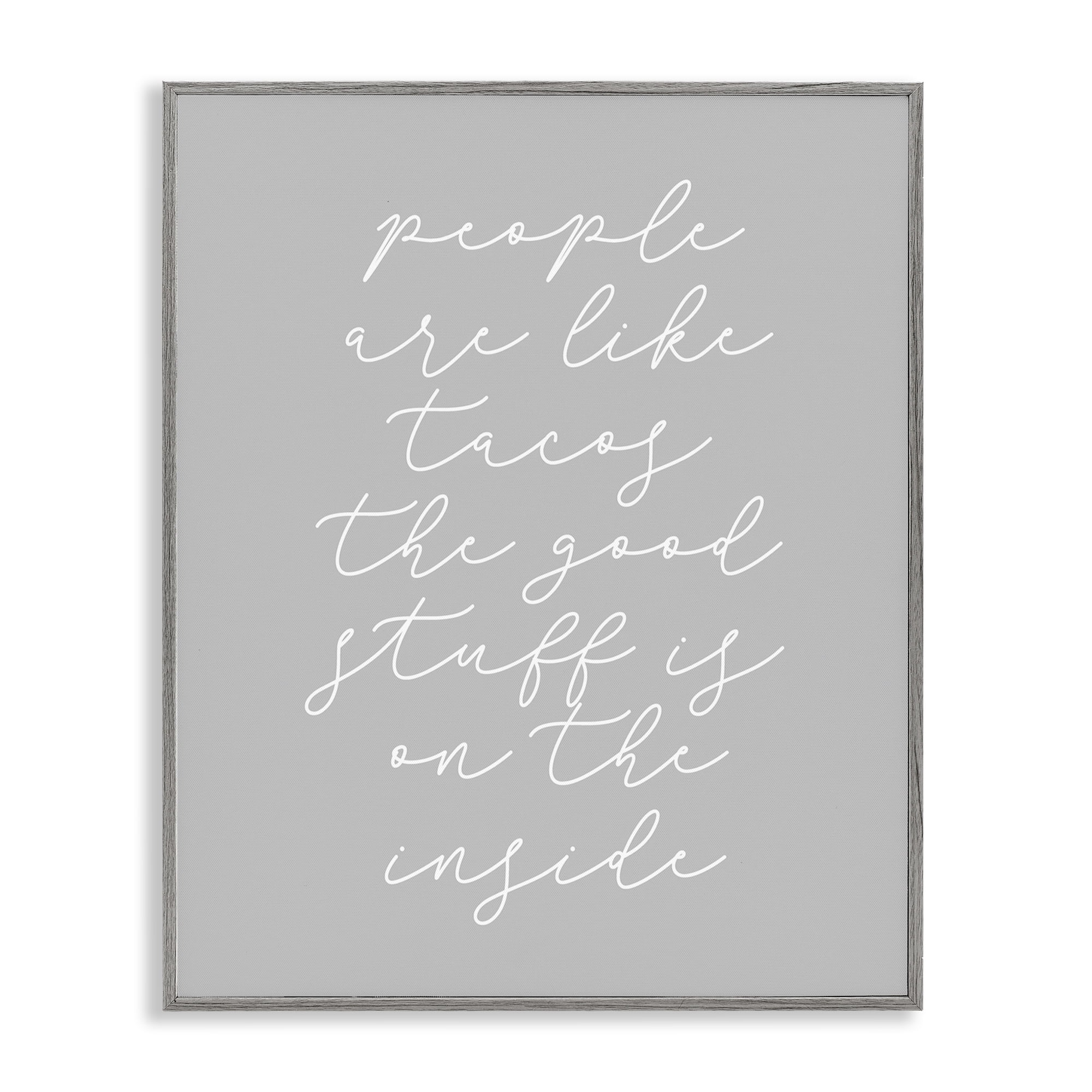 Stupell Industries People Like Tacos Text & Numbers Painting Gray Framed Art Print Wall Art, 16 x 20