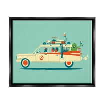 Stupell Industries People & Monster Car Transportation Painting Black Floater Framed Canvas Art Print Wall Art, 21 x 17