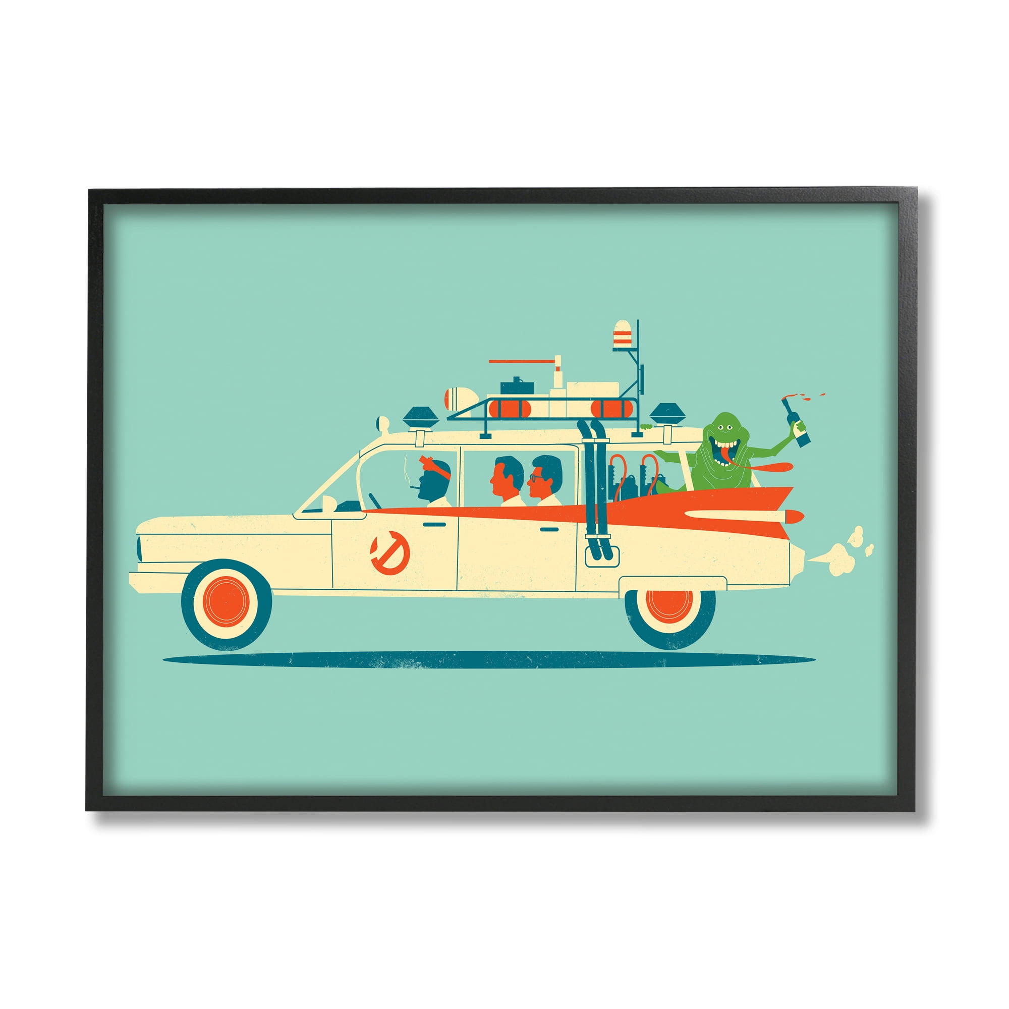 Stupell Industries People & Monster Car Transportation Painting Black Framed Art Print Wall Art, 14 x 11