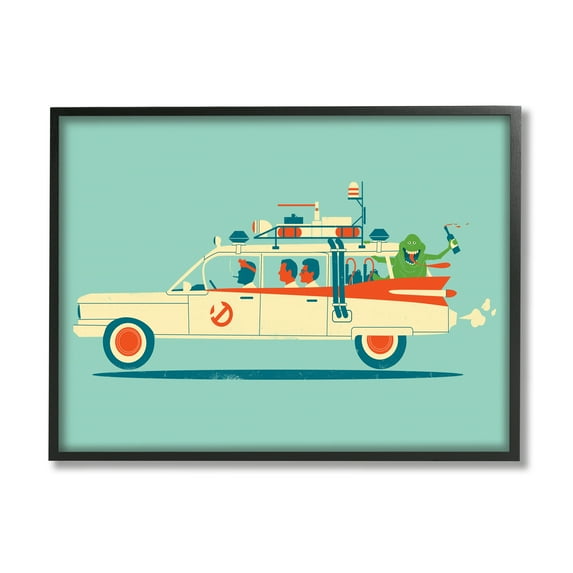 Stupell Industries People & Monster Car Transportation Painting Black Framed Art Print Wall Art, 20 x 16