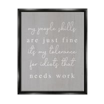 Stupell Industries People Skills Sassy Saying Inspirational Painting Black Floater Framed Canvas Art Print Wall Art, 17 x 21