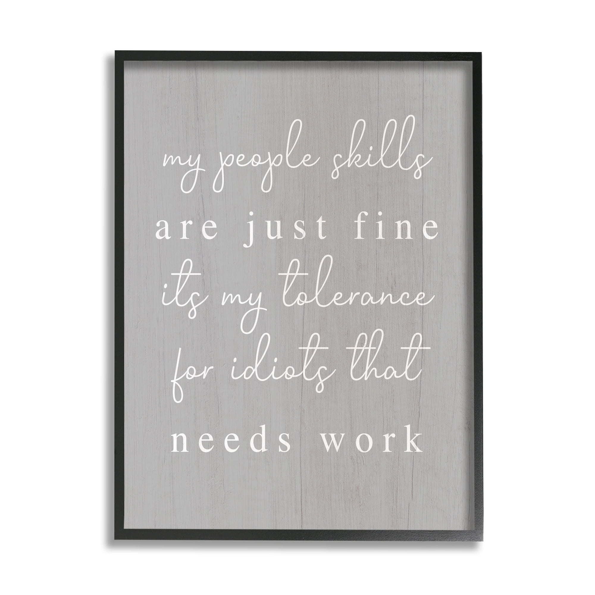 Stupell Industries People Skills Sassy Saying Inspirational Painting Black Framed Art Print Wall Art, 11 x 14