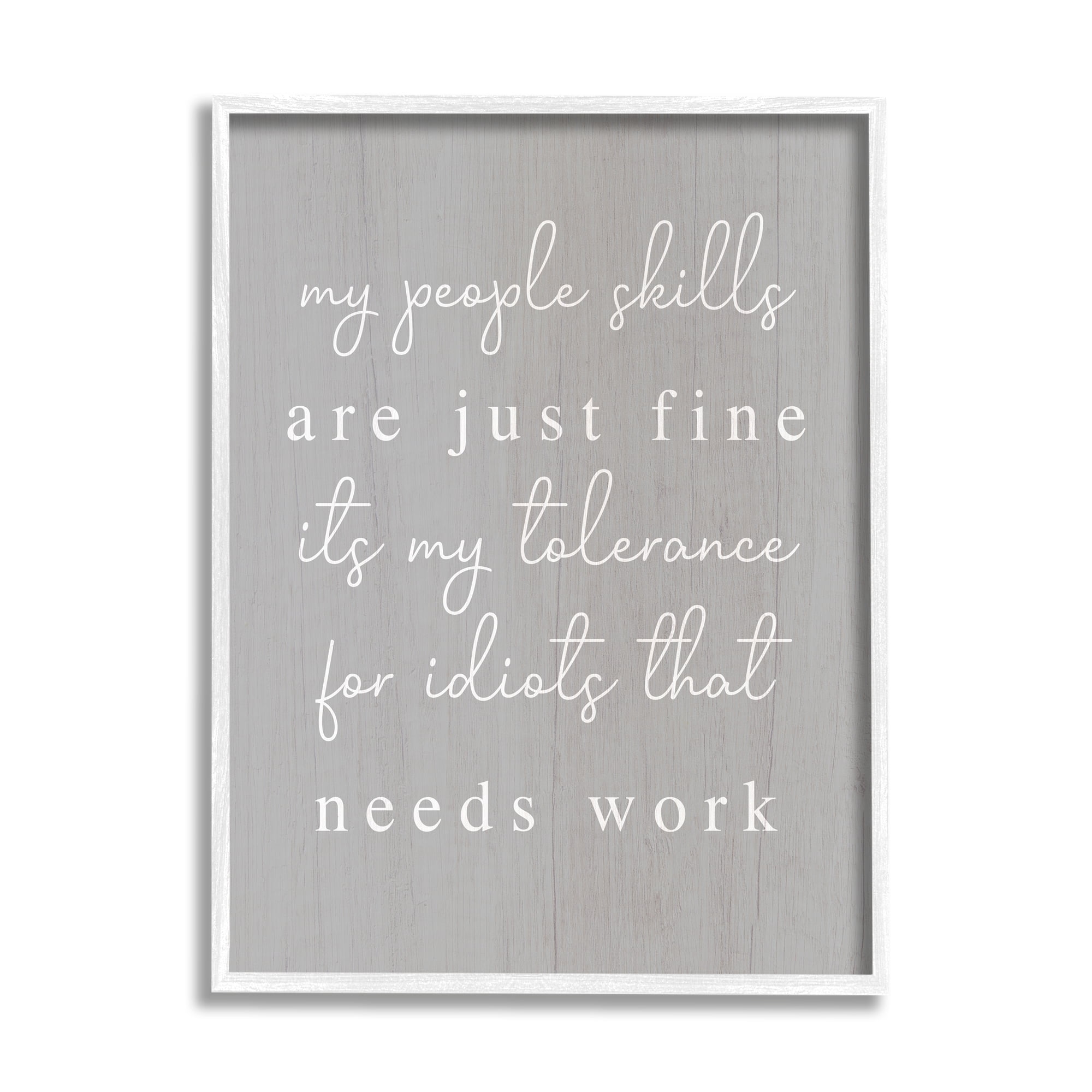 Stupell Industries People Skills Sassy Saying Inspirational Painting White Framed Art Print Wall Art, 16 x 20