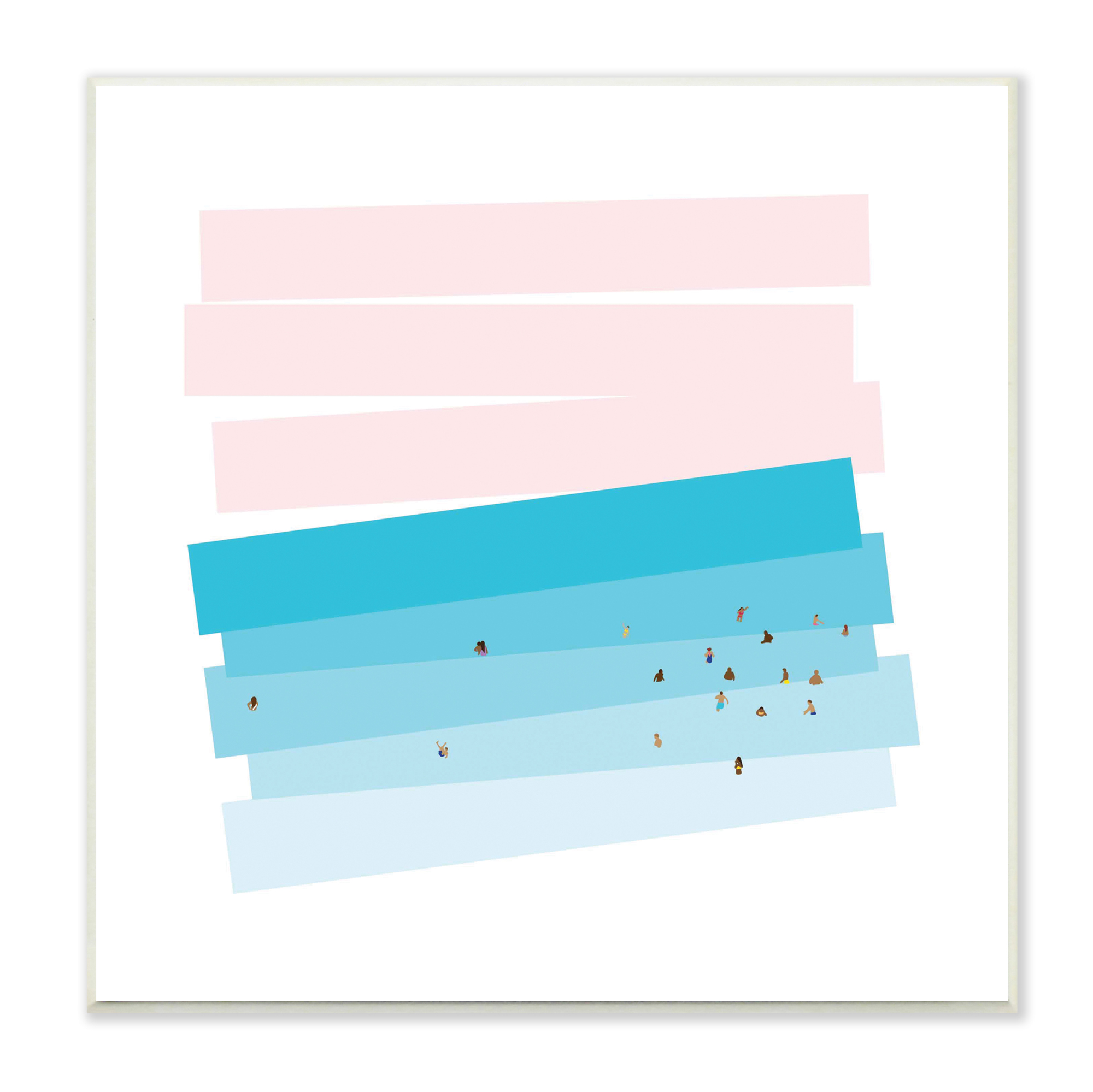 Stupell Industries People Swimming in Ocean Geometric Abstract Pink Sky, 12 x 12, Designed by Make Much Studios