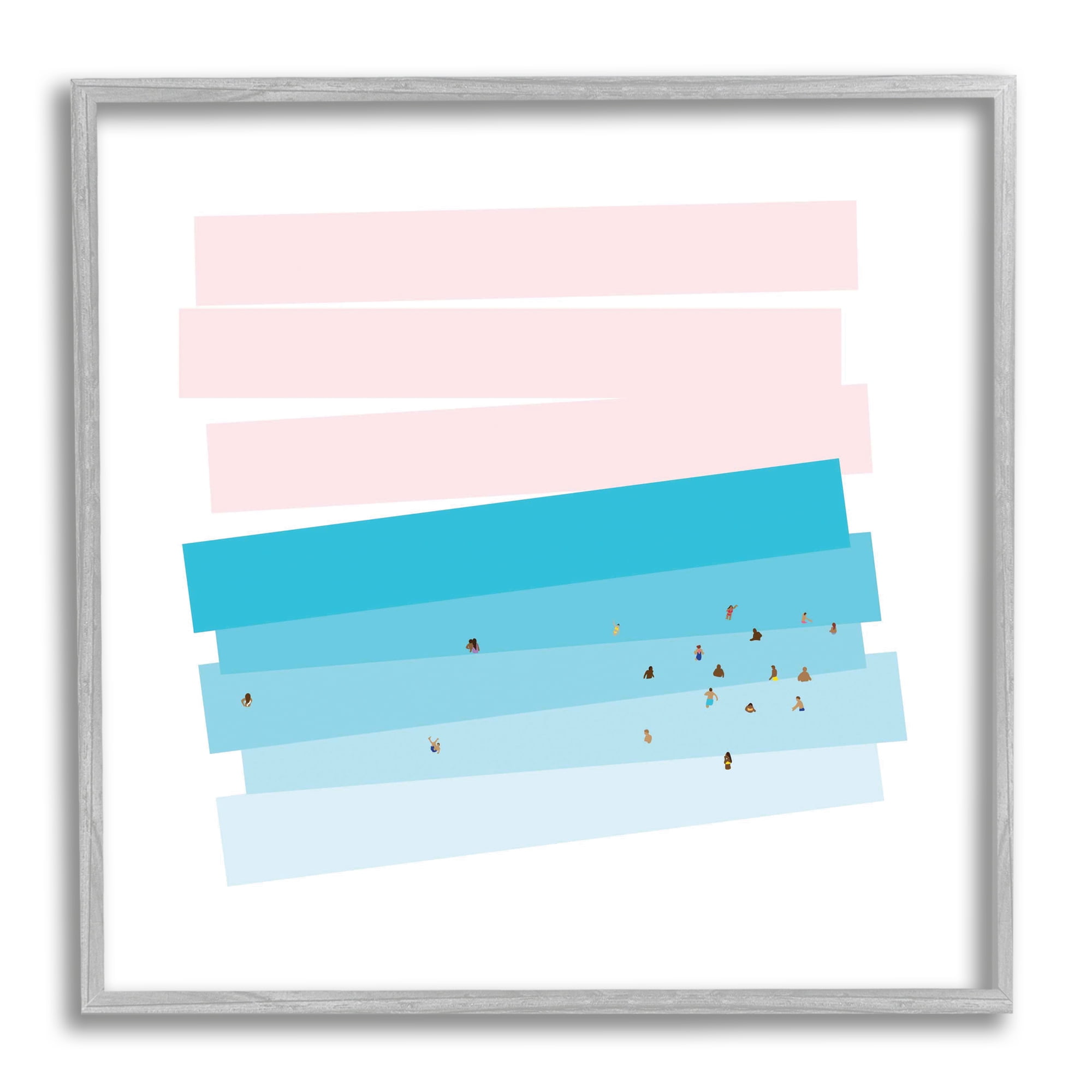Stupell Industries People Swimming in Ocean Geometric Abstract Pink Sky, 24 x 24, Designed by Make Much Studios
