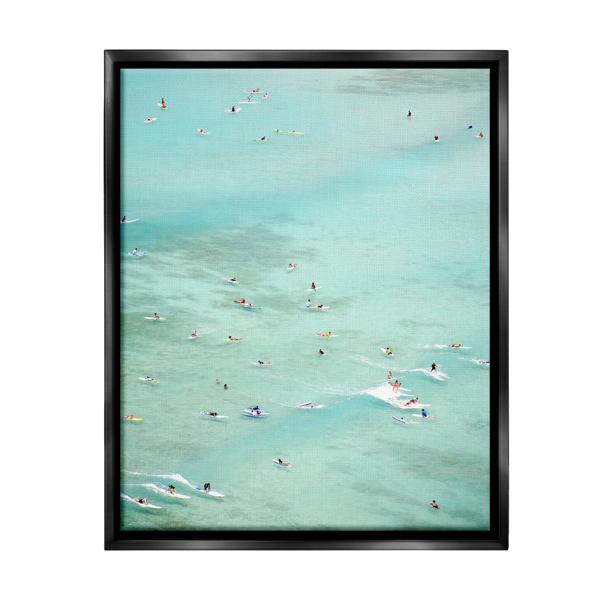 Stupell Industries People Swimming in Summer Landscape Painting Black Floater Framed Canvas Art Print Wall Art, 25 x 31