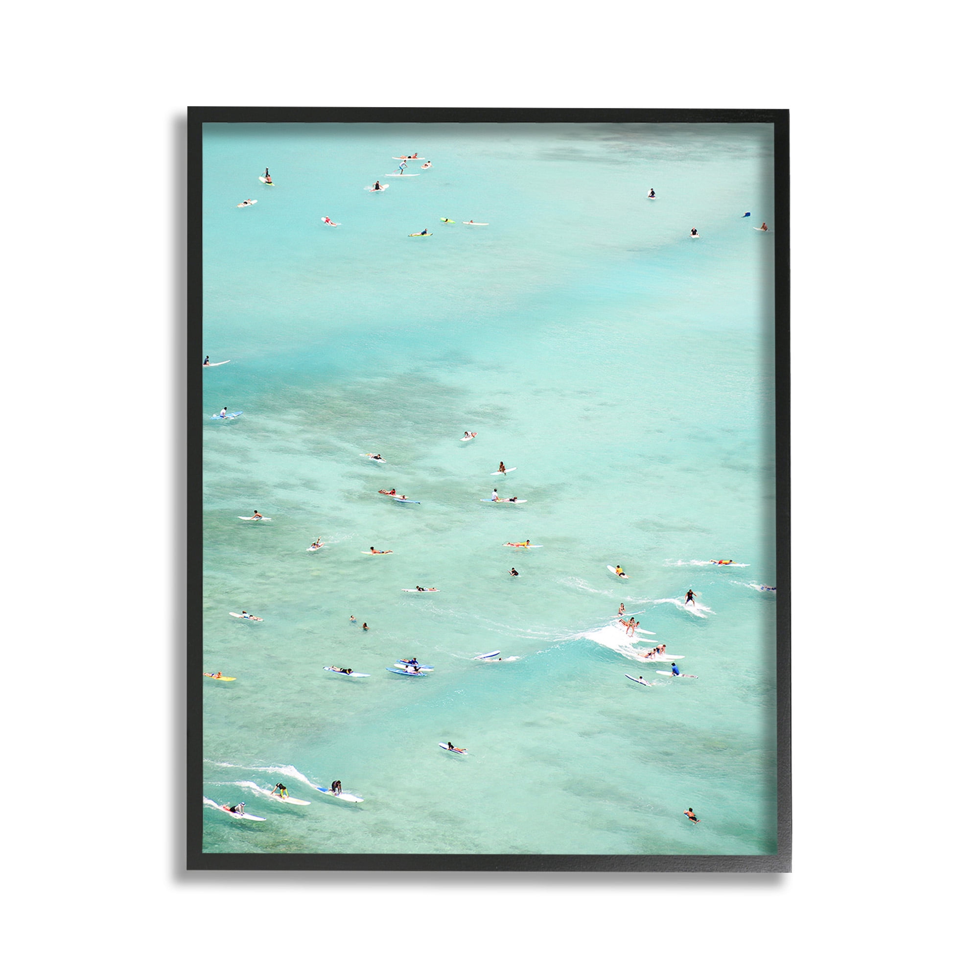 Stupell Industries People Swimming in Summer Landscape Painting Black Framed Art Print Wall Art, 11 x 14