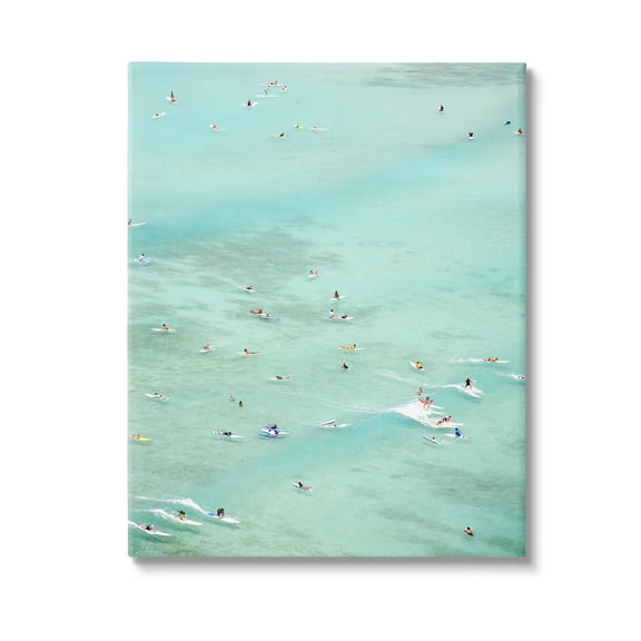 Stupell Industries People Swimming in Summer Landscape Painting Gallery Wrapped Canvas Art Print Wall Art, 16 x 20