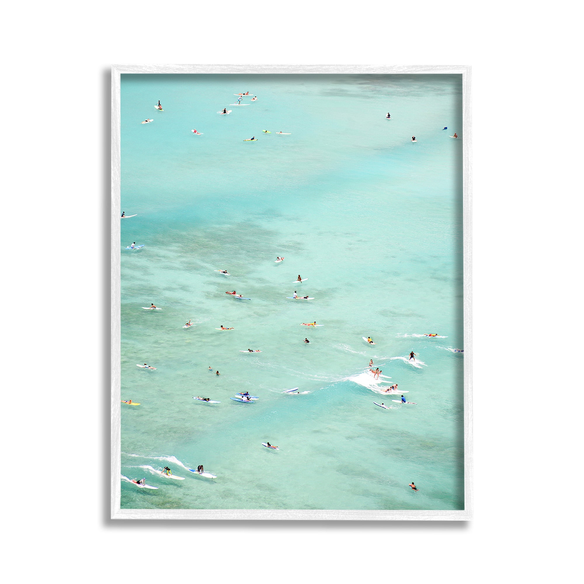 Stupell Industries People Swimming in Summer Landscape Painting White Framed Art Print Wall Art, 11 x 14