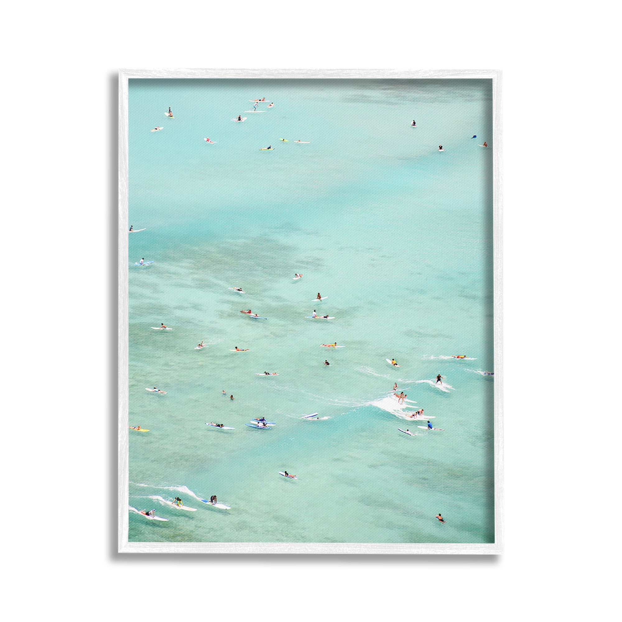 Stupell Industries People Swimming in Summer Landscape Painting White Framed Art Print Wall Art, 24 x 30