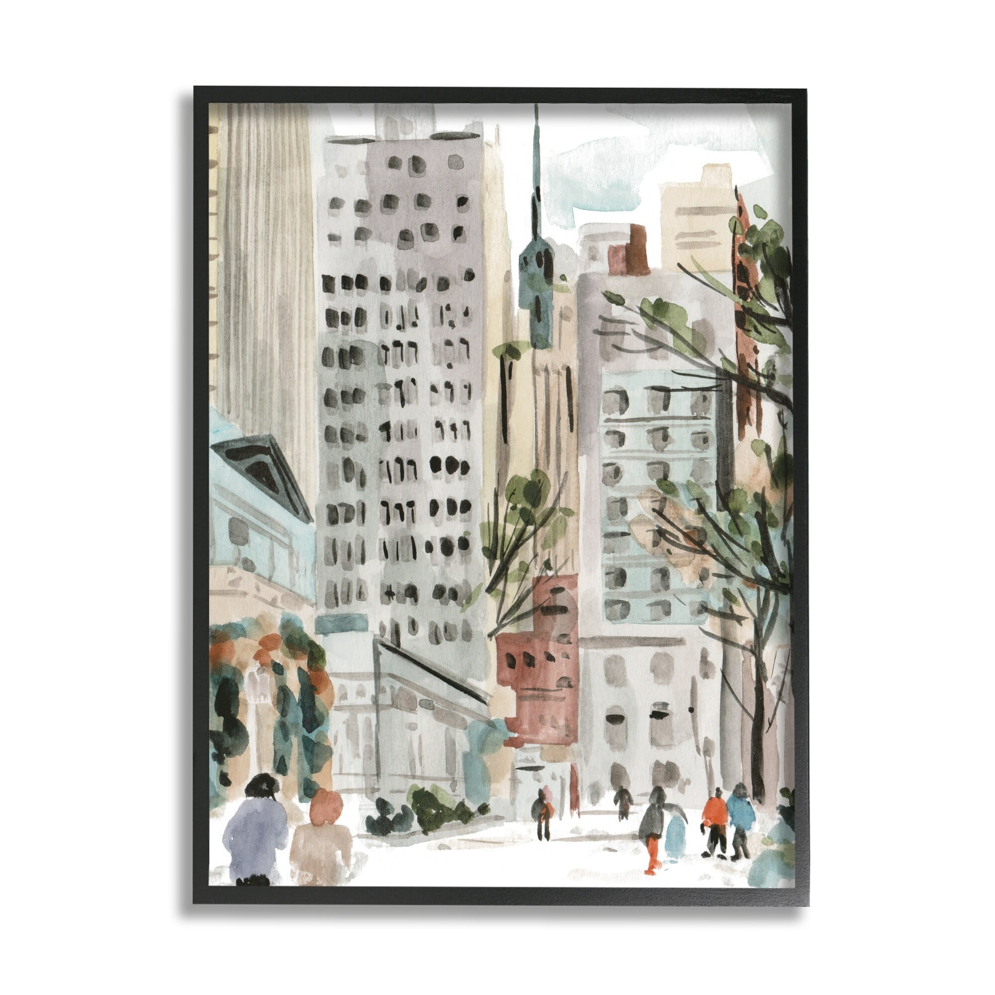 Stupell Industries People Walking City Streets Tall Metropolis Buildings , 24 x 30, Design by Melissa Wang