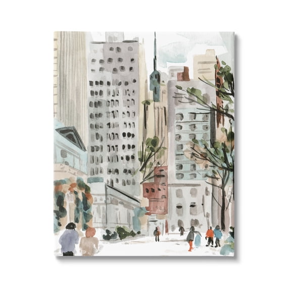 Stupell Industries People Walking City Streets Tall Metropolis Buildings , 36 x 48, Design by Melissa Wang