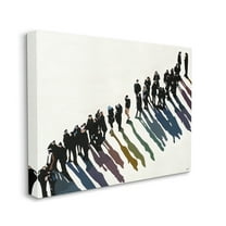 Stupell Industries People Walking In Line Rainbow Tone Shadows Abstract Painting Gallery Wrapped Canvas Print Wall Art, 16 x 20