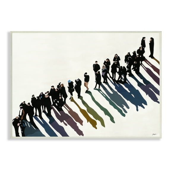 Stupell Industries People Walking In Line Rainbow Tone Shadows Abstract Painting Unframed Art Print Wall Art, 10 x 15