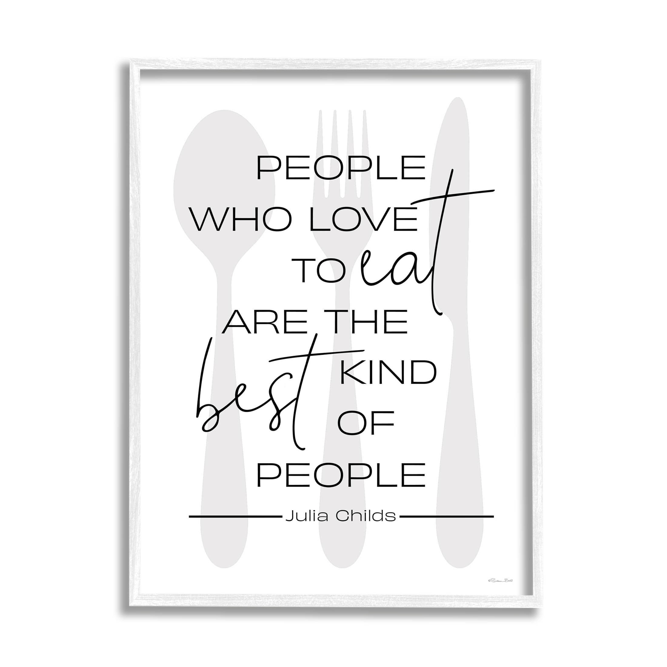 Stupell Industries People Who Love To Eat Quote Graphic Art White Framed Art Print Wall Art, Design by Susan Ball