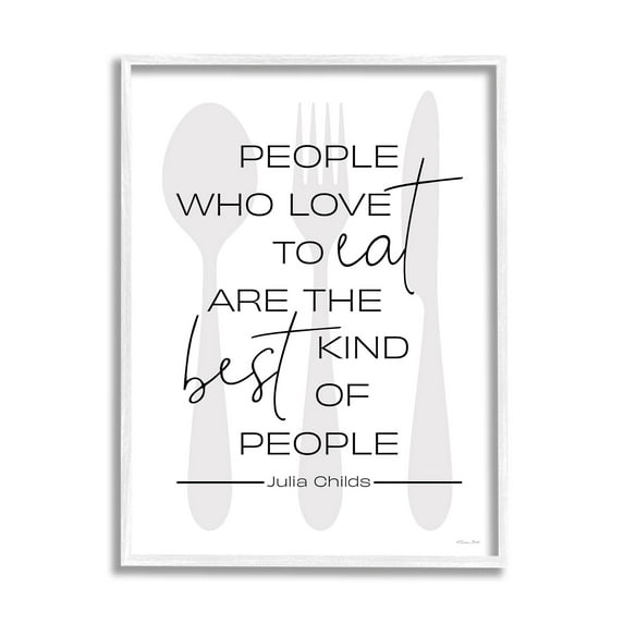 Stupell Industries People Who Love To Eat Quote Graphic Art White Framed Art Print Wall Art, Design by Susan Ball