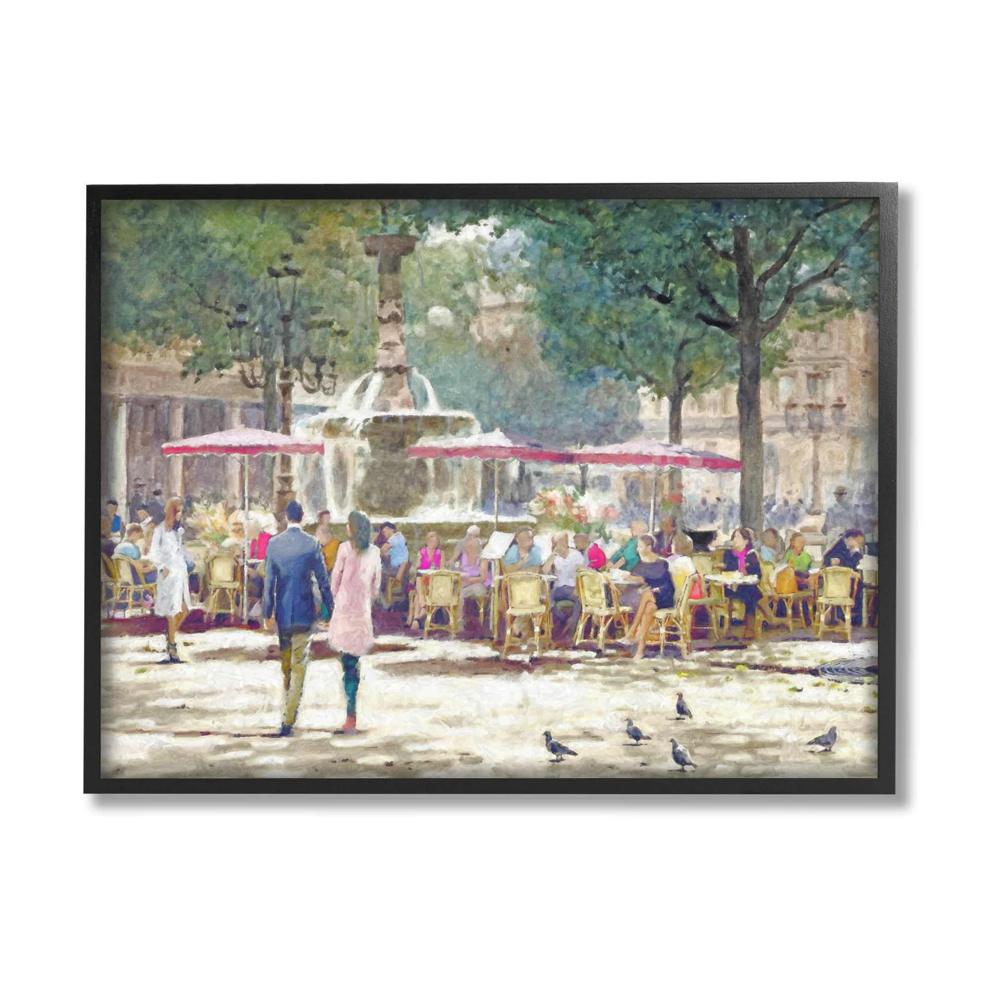 Stupell Industries People at Parisian Cafe Town & City Painting Black Framed Art Print Wall Art, 14 x 11