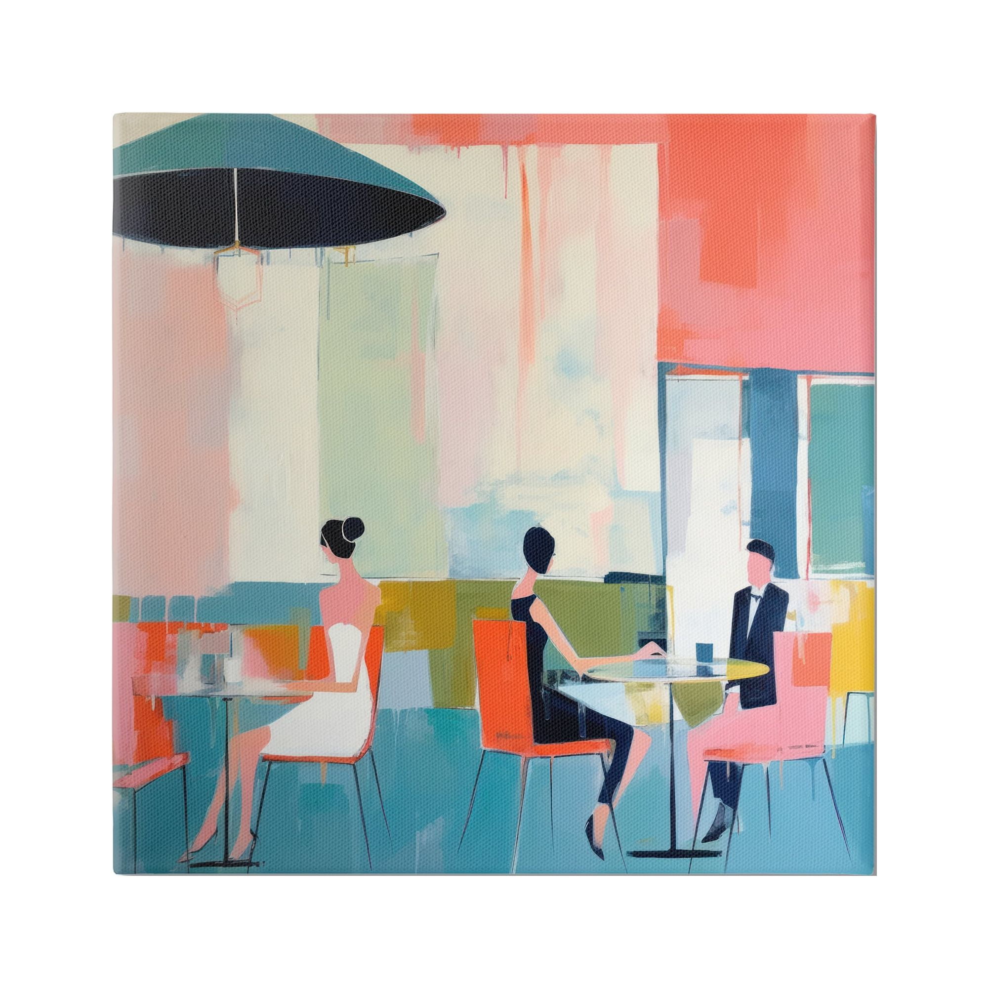 Stupell Industries People in Restaurant Abstract Painting Gallery Wrapped Canvas Art Print Wall Art, 30 x 30
