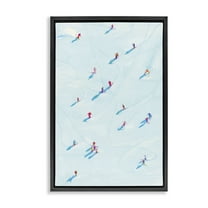 Stupell Industries People on Ski Slopes Sports Painting Black Floater Framed Art Print Wall Art, 17 x 25