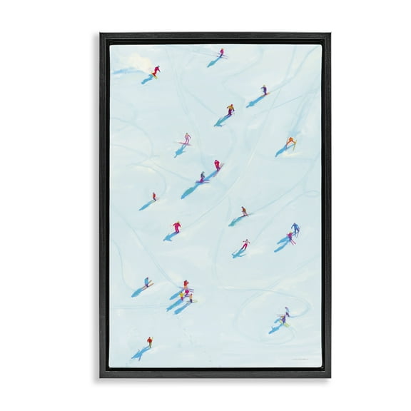 Stupell Industries People on Ski Slopes Sports Painting Black Floater Framed Art Print Wall Art, 17 x 25