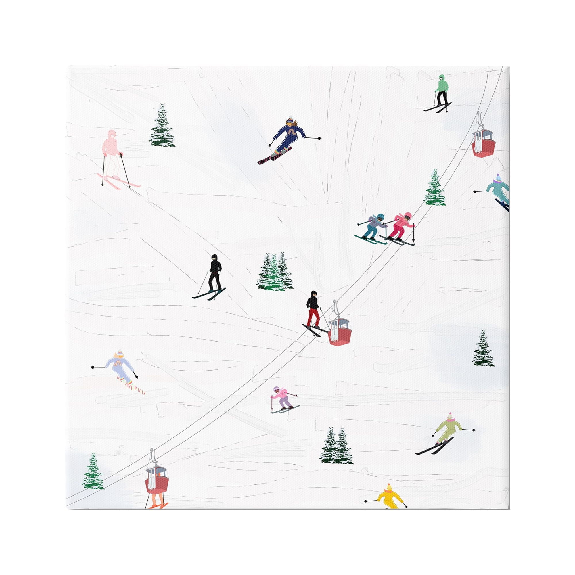 Stupell Industries People on Ski Slopes Sports Painting Gallery Wrapped Canvas Print Wall Art, 24 x 24