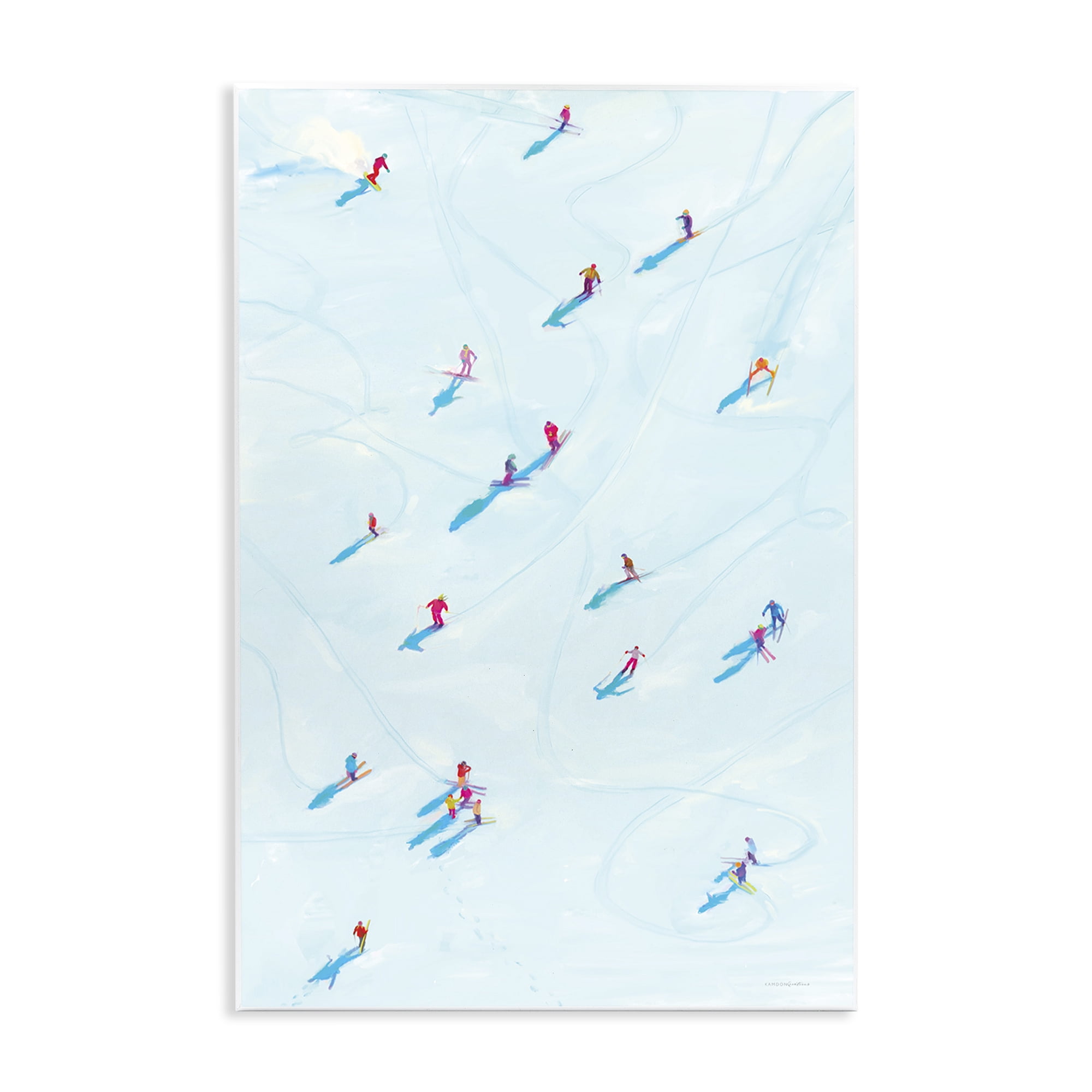 Stupell Industries People on Ski Slopes Sports Painting Unframed Art Print Wall Art, 13 x 19