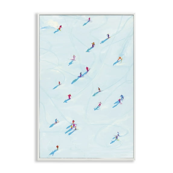 Stupell Industries People on Ski Slopes Sports Painting White Framed Art Print Wall Art, 12 x 18