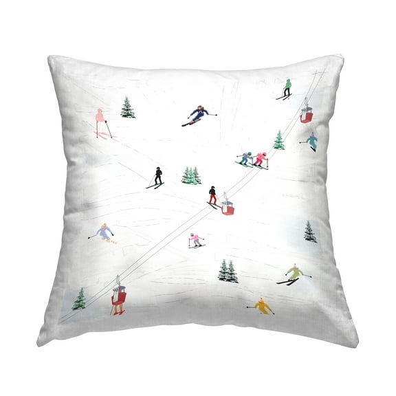 Stupell Industries People on Winter Ski Slopes Square Decorative Printed Throw Pillow, 18 x 18