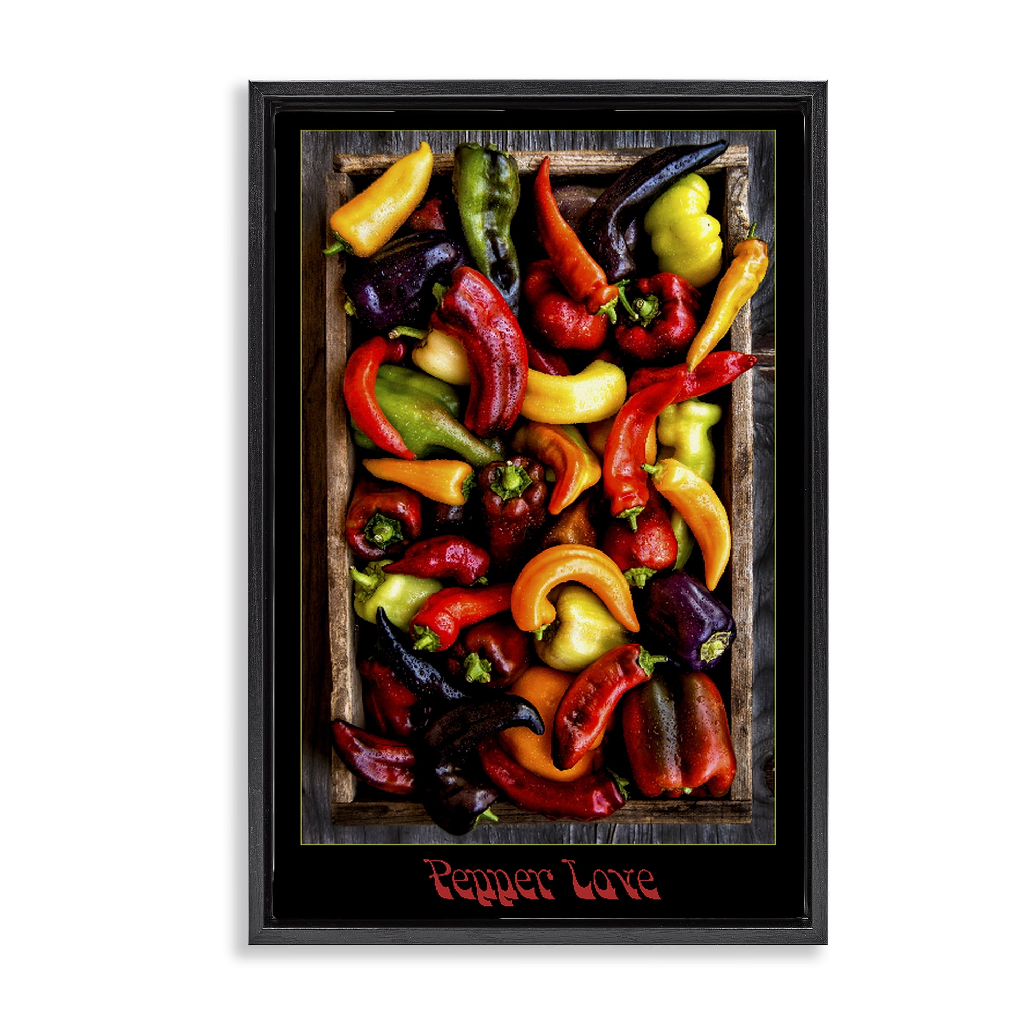 Stupell Industries Pepper Love Vibrant Vegetables Black Framed Floater Canvas Wall Art, design by Carl Kravats