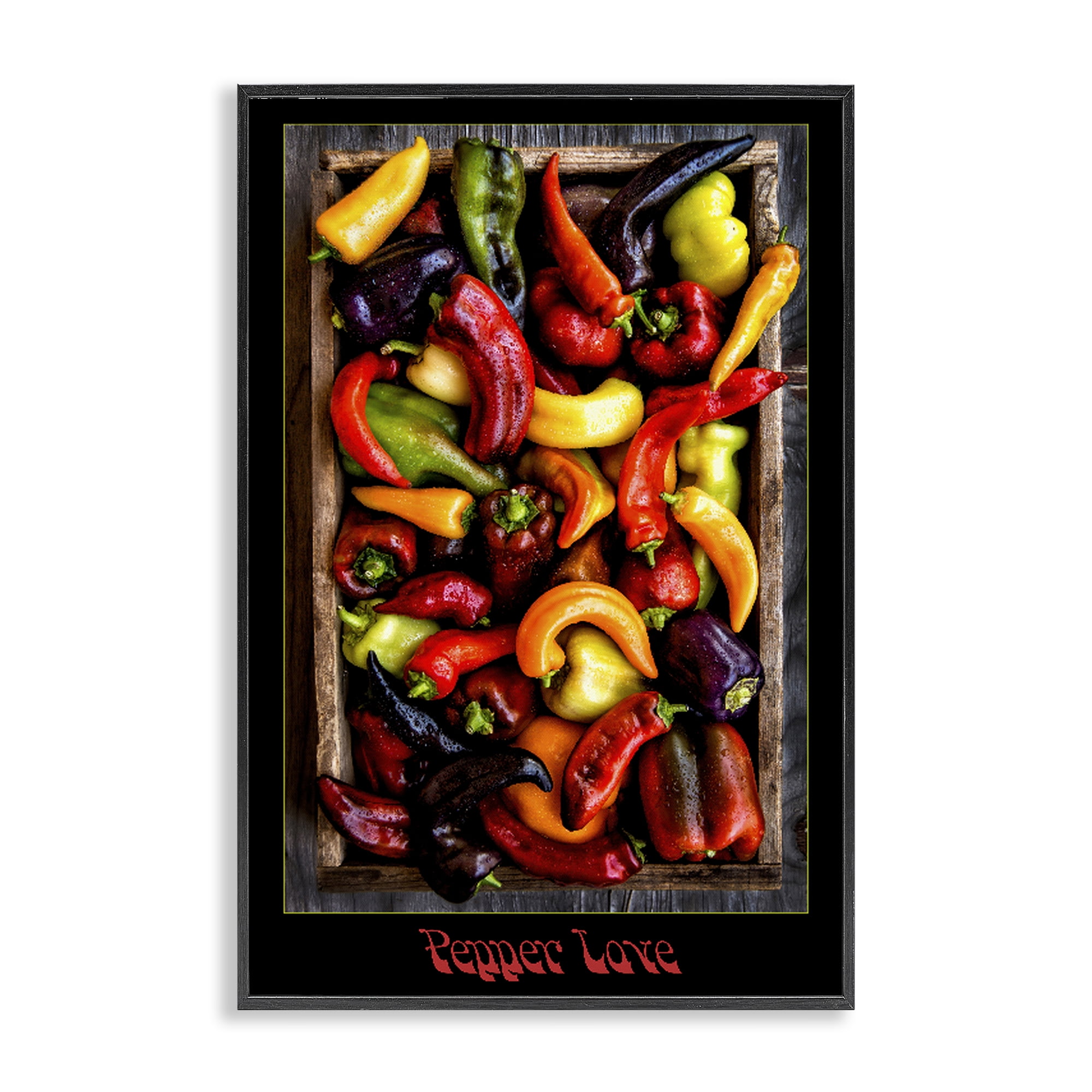 Stupell Industries Pepper Love Vibrant Vegetables Black Framed Giclee Art, design by Carl Kravats