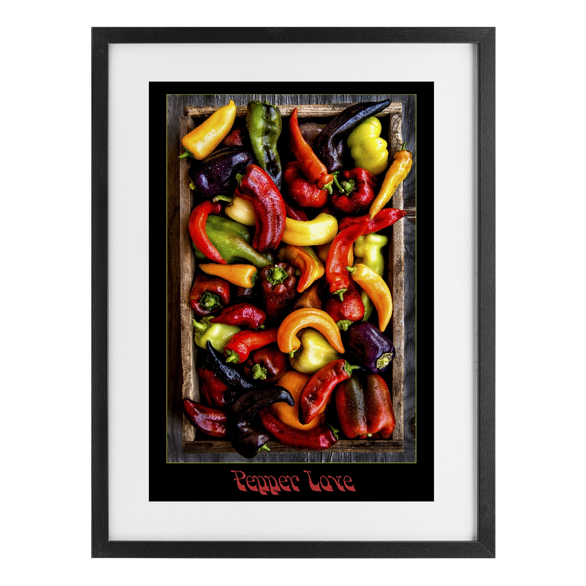 Stupell Industries Pepper Love Vibrant Vegetables Black Framed Print Under Glass, design by Carl Kravats
