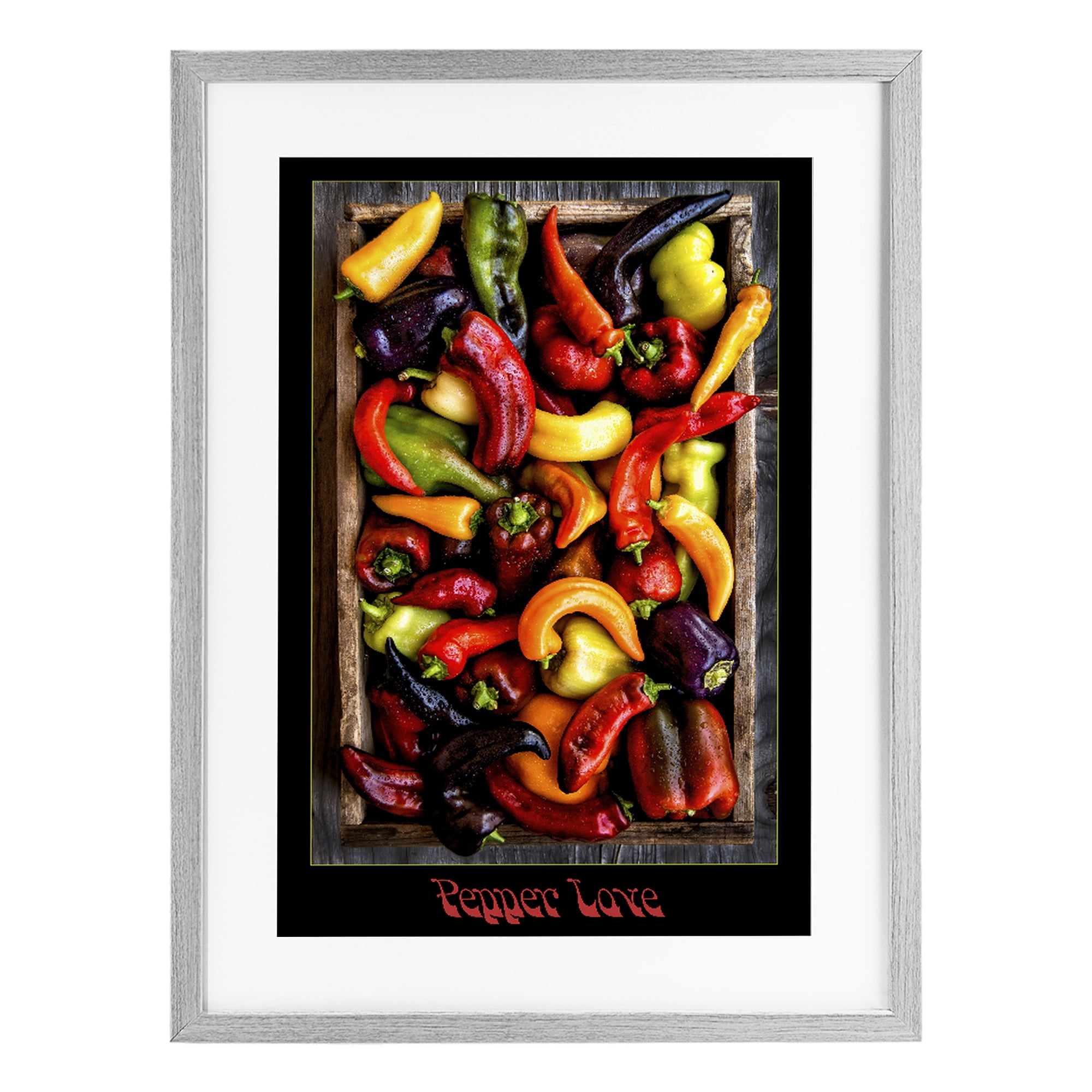 Stupell Industries Pepper Love Vibrant Vegetables Gray Framed Print Under Glass, design by Carl Kravats