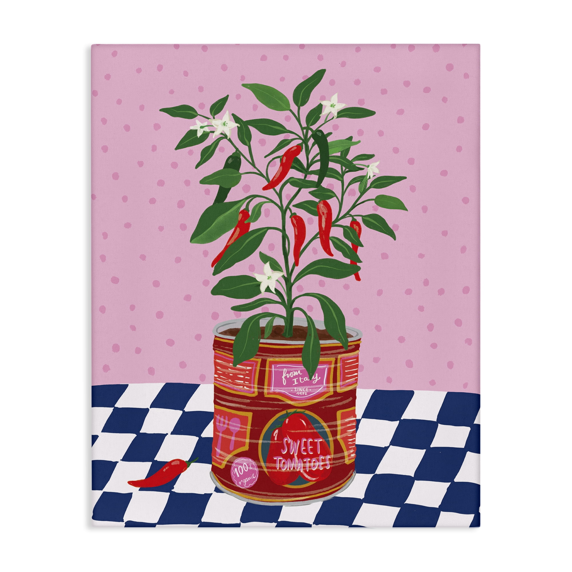 Stupell Industries Pepper Plant in Tin Food & Beverage Painting Wrapped Canvas Art Print Wall Art, 24 x 30