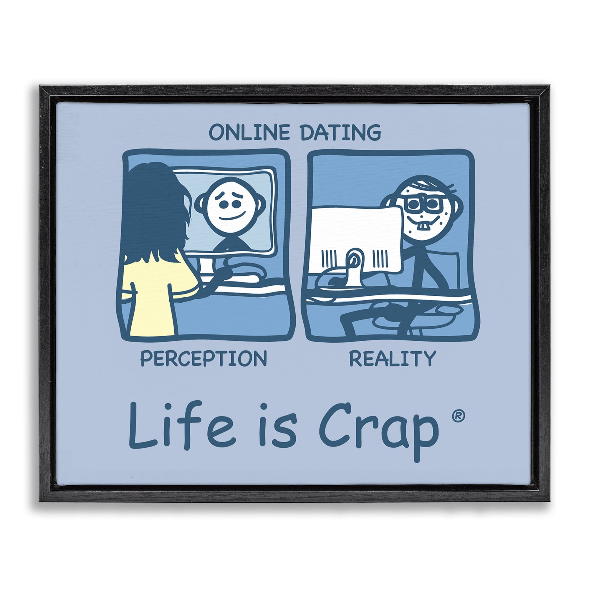 Stupell Industries Perception and Reality Dating Novelty & Humor Painting Black Floater Framed Canvas Art Print Wall Art, 31 x 25
