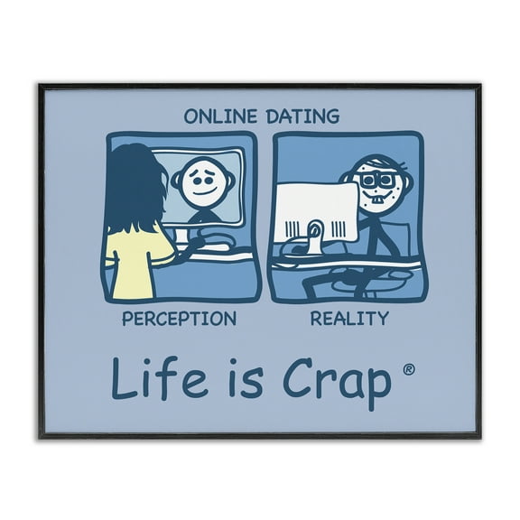 Stupell Industries Perception and Reality Dating Novelty & Humor Painting Black Framed Art Print Wall Art, 14 x 11