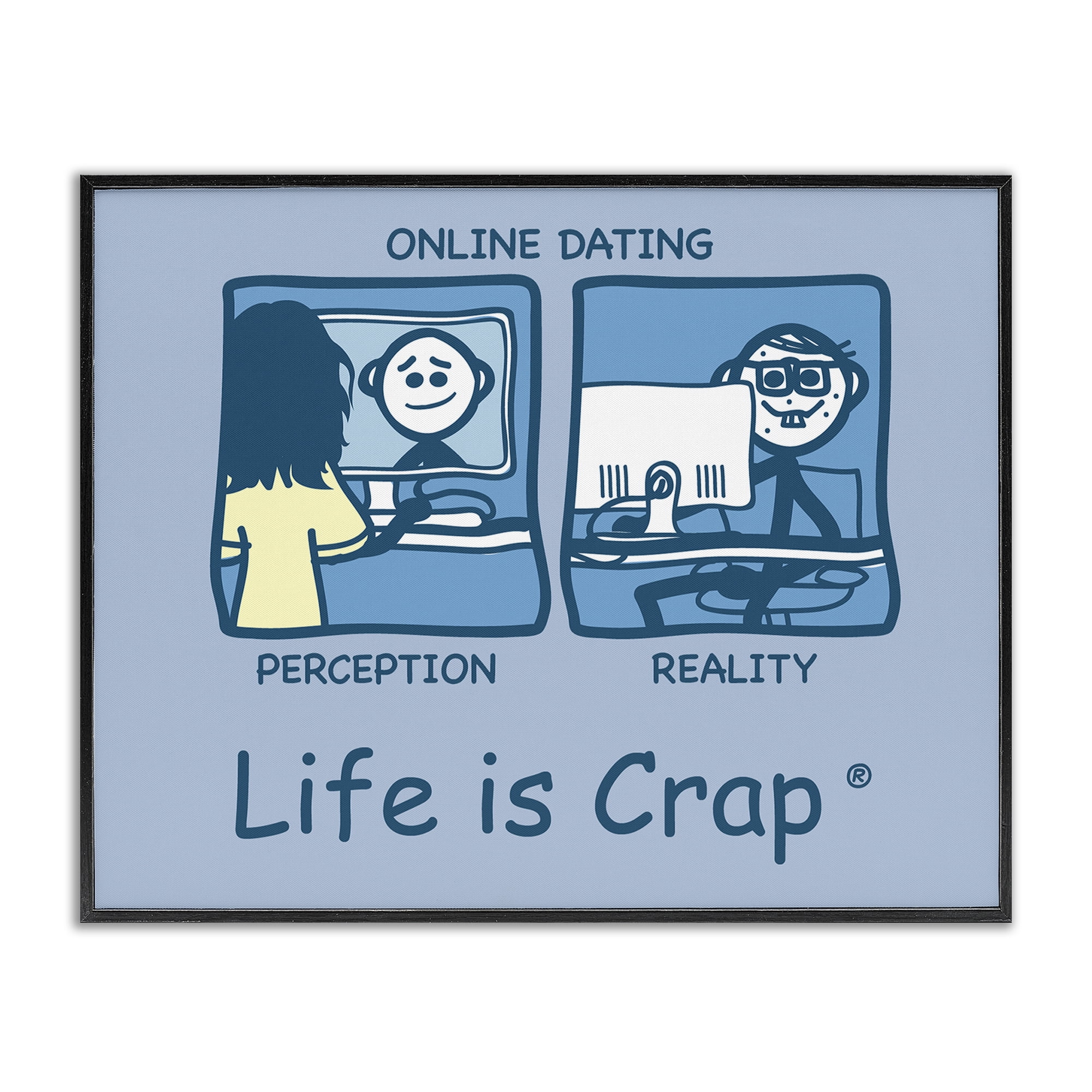 Stupell Industries Perception and Reality Dating Novelty & Humor Painting Black Framed Art Print Wall Art, 20 x 16