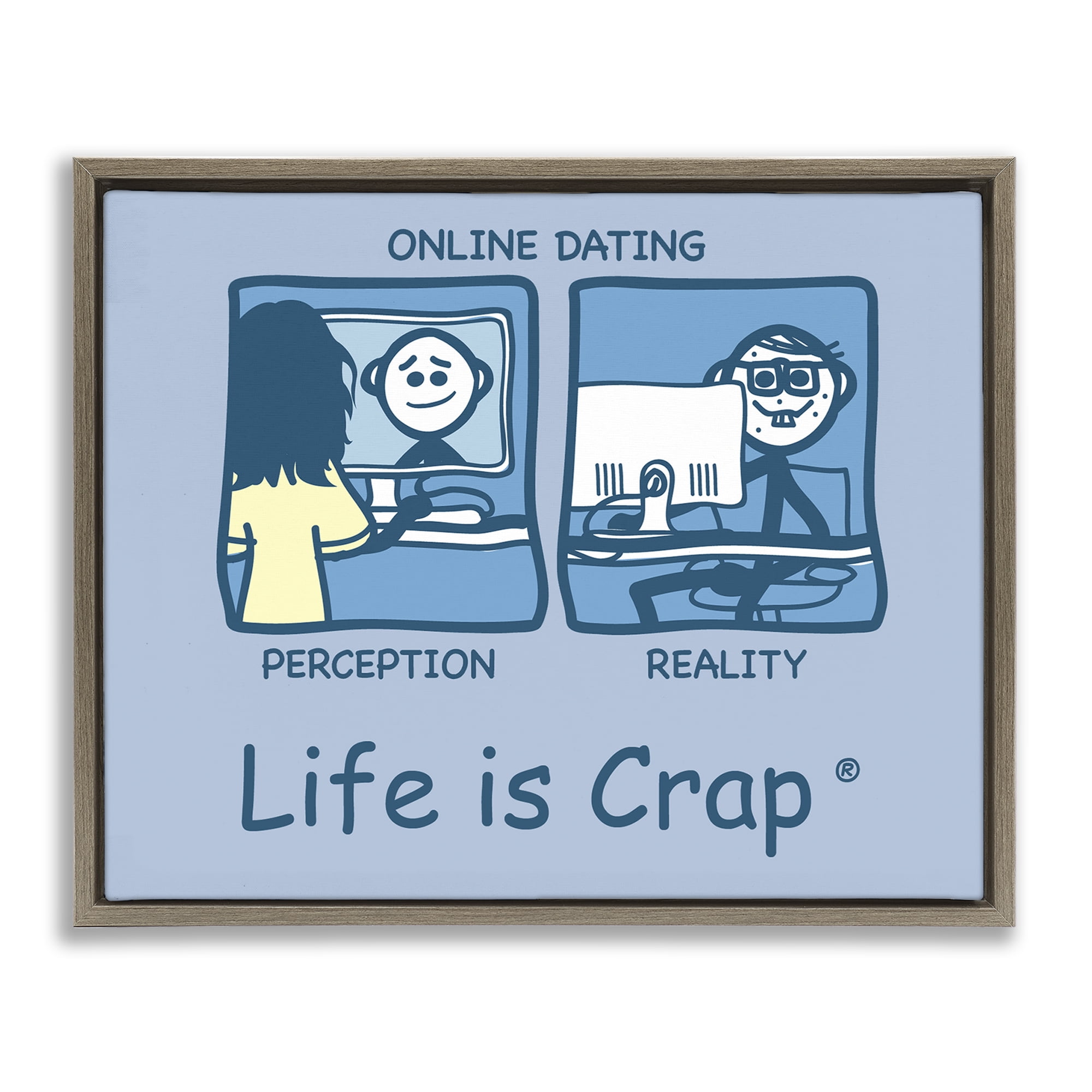 Stupell Industries Perception and Reality Dating Novelty & Humor Painting Brown Floater Framed Canvas Art Print Wall Art, 31 x 25